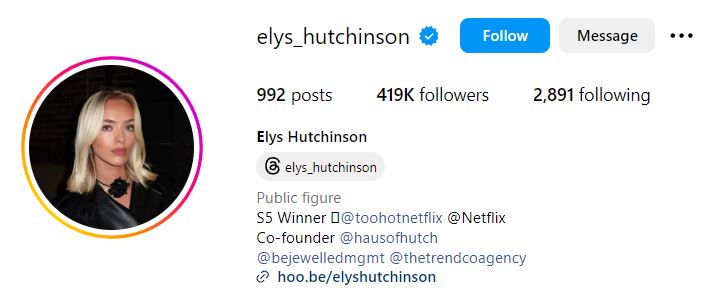 Elys Hutchinson's Instagram