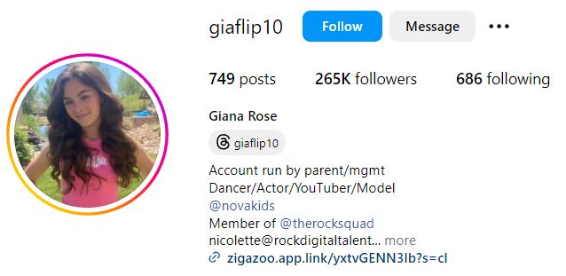 Giana Rose's Instagram