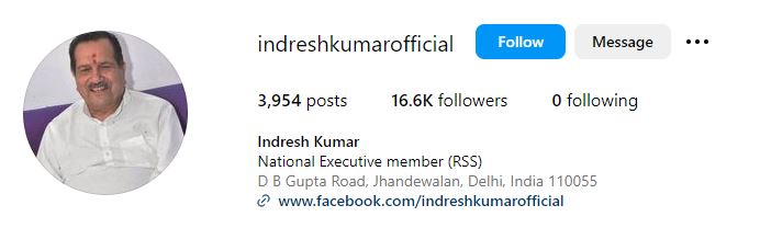 Indresh Kumar's Instagram