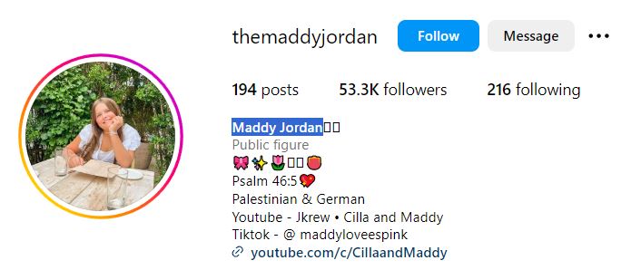 Maddy Jkrew's Instagram